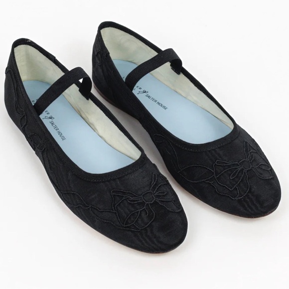 Loeffler Randall Shoes - LOEFFLER RANDALL x SALTER HOUSE Black Moire Bow Flats sz 10.5